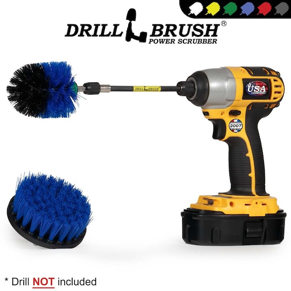 Cepillo Taladro Power Scrubber de Useful Products 5 pulgadas de ancho, 5 pulgadas de largo, Azul - B-S-4M-5X-QC-DB