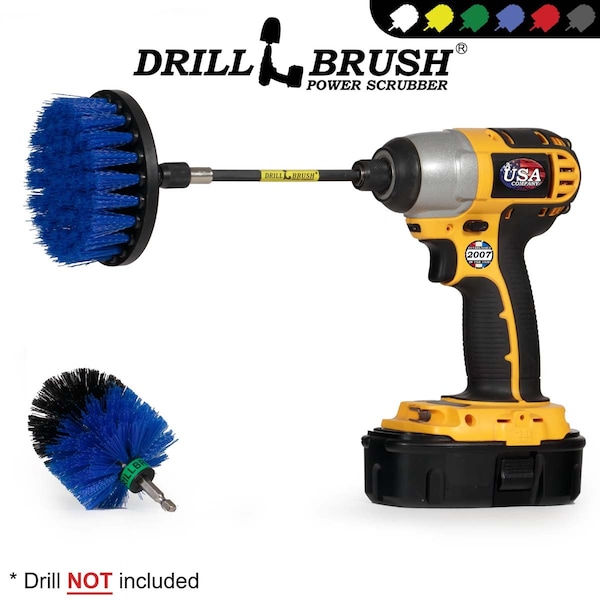 Cepillo Taladro Power Scrubber de Useful Products 5 pulgadas de ancho, 5 pulgadas de largo, Azul - B-S-4M-5X-QC-DB