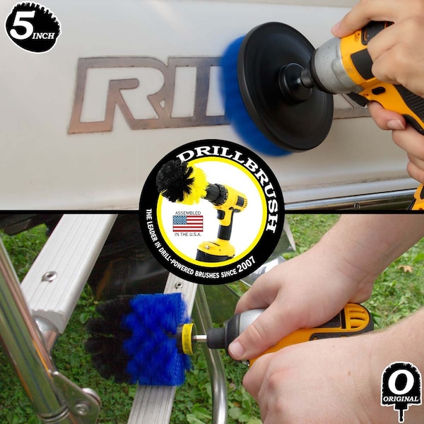 Cepillo taladro Power Scrubber de Useful Products 5 pulgadas de ancho x 5 pulgadas de largo, Azul - B-S-5O-QC-DB