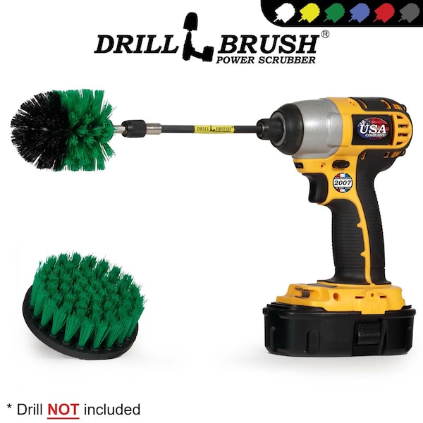 Cepillo perforador Power Scrubber de Useful Products 5 pulgadas ancho por 5 pulgadas largo, color verde - G-S-4M-5X-QC-DB
