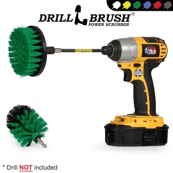 Cepillo perforador Power Scrubber de Useful Products 5 pulgadas ancho por 5 pulgadas largo, color verde - G-S-4M-5X-QC-DB