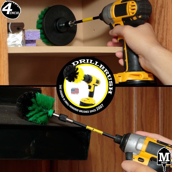 Cepillo perforador Power Scrubber de Useful Products 5 pulgadas ancho por 5 pulgadas largo, color verde - G-S-4M-5X-QC-DB