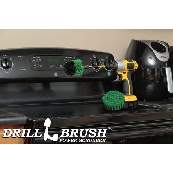 Cepillo perforador Power Scrubber de Useful Products 5 pulgadas ancho por 5 pulgadas largo, color verde - G-S-4M-5X-QC-DB