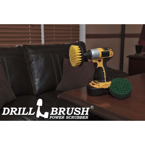 Cepillo de taladro Power Scrubber de Useful Products 5 pulgadas de ancho, 5 pulgadas de largo, Variedad - 4IN-S-GY-QC-DB