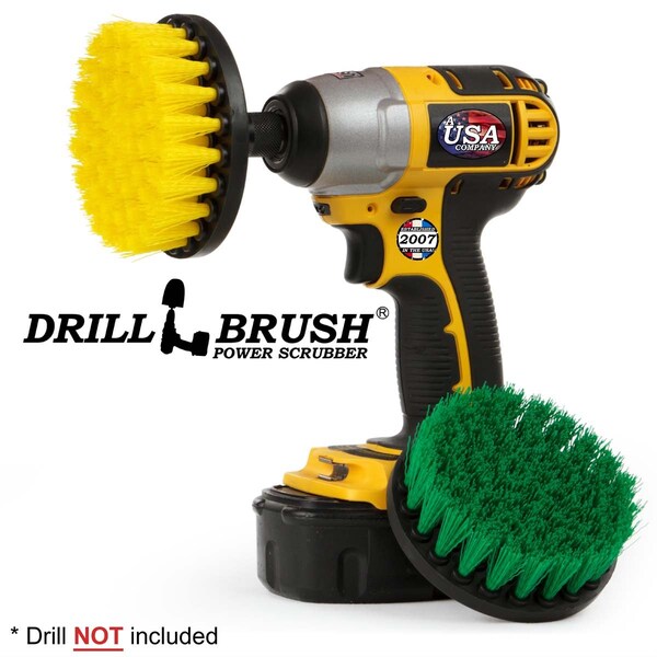 Cepillo de taladro Power Scrubber de Useful Products 5 pulgadas de ancho, 5 pulgadas de largo, Variedad - 4IN-S-GY-QC-DB