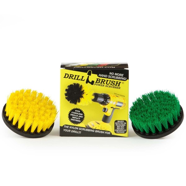 Cepillo de taladro Power Scrubber de Useful Products 5 pulgadas de ancho, 5 pulgadas de largo, Variedad - 4IN-S-GY-QC-DB
