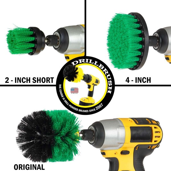 Cepillo de Taladro Power Scrubber por Useful Products 5 pulgadas de ancho 5 pulgadas de largo, verde - G-4OS-2L-QC-DB
