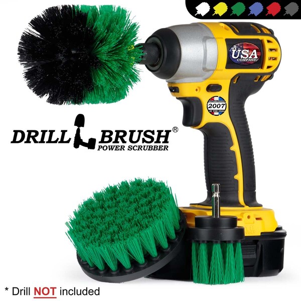 Cepillo de Taladro Power Scrubber por Useful Products 5 pulgadas de ancho 5 pulgadas de largo, verde - G-4OS-2L-QC-DB