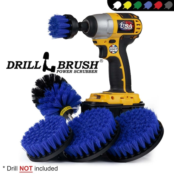 Cepillo Taladro Power Scrubber de Useful Products 7 pulgadas de ancho x 5 pulgadas de largo, color azul - B-S-5542O-QC-DB