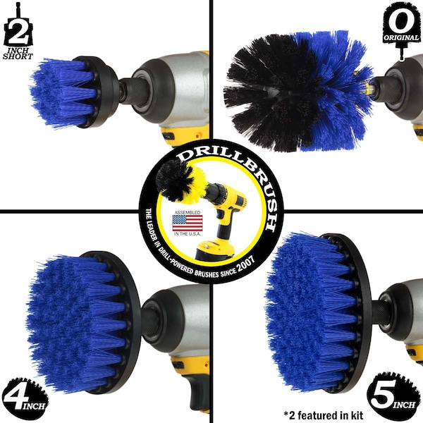 Cepillo Taladro Power Scrubber de Useful Products 7 pulgadas de ancho x 5 pulgadas de largo, color azul - B-S-5542O-QC-DB