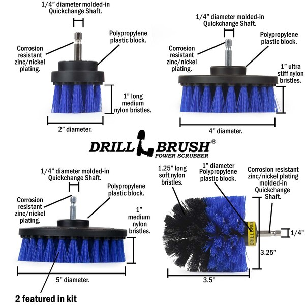 Cepillo Taladro Power Scrubber de Useful Products 7 pulgadas de ancho x 5 pulgadas de largo, color azul - B-S-5542O-QC-DB