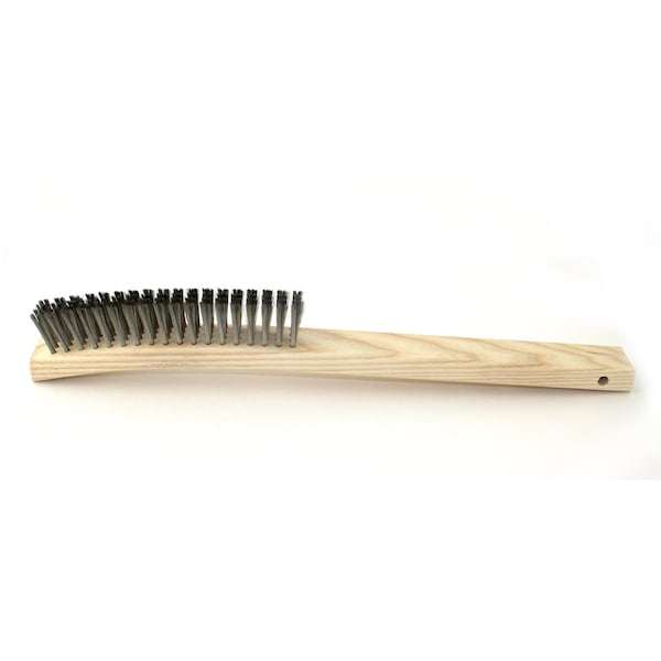 Brocha de alambre curva con mango Brush Research Manufacturing B49S, .006SS, 4X19, 1" de recorte, 14" de largo total - B49S