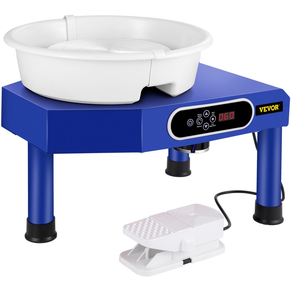 VEVOR Pottery Wheel, Pottery Forming Machine 9.8" LCD Touch Screen, 350W Ceramic Pottery Electric DIY Clay Sculpting Tools, Foot Pedal & Detachable ABS Basin for Adults and Beginners Art Craft (Blue) - XTXTYLP10110VNVD9V1