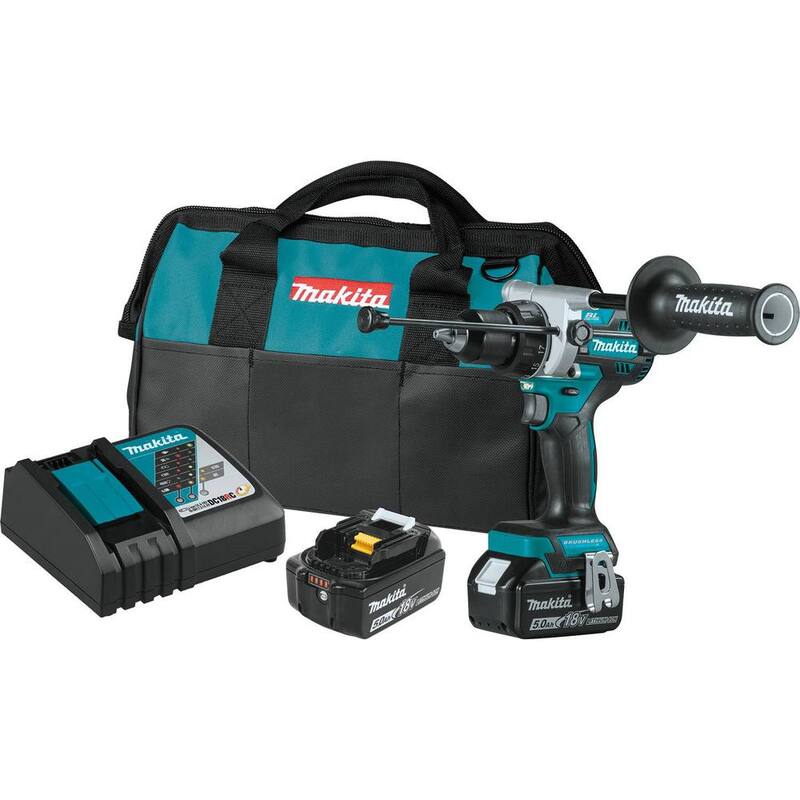 Kit de Taladro de Percusión Inalámbrico Makita 18V 5.0 Ah de Iones de Litio sin Escobillas de 1/2 pulgada - XPH14T