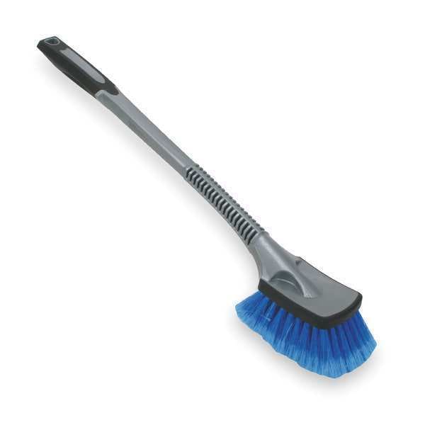 Cepillo para lavado de autos Tough Guy, con mango de 17 pulgadas de longitud, color azul, fabricado en polipropileno y caucho termoplástico, longitud total de 20 pulgadas - 2ZPA7