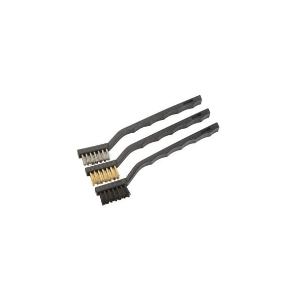 Juego de 3 Cepillos Metálicos Tolsen 7 con Mango Ergonómico Antideslizante, Incluye Cerdas de Nylon, Latón y Acero Inoxidable - 32059T