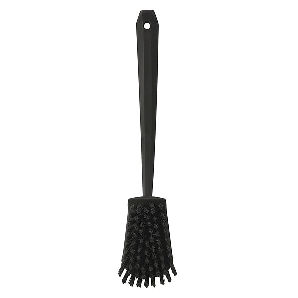Cepillo para fregar Vikan de 2 3/4 pulgadas, duro, mango de 11 51/64 pulgadas, cerdas de 4 1/2 pulgadas, color negro, de plástico - 41869