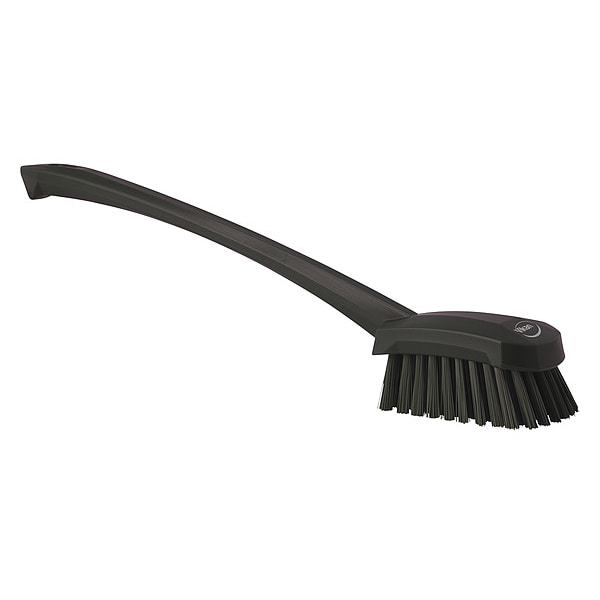 Cepillo para fregar Vikan de 2 3/4 pulgadas, duro, mango de 11 51/64 pulgadas, cerdas de 4 1/2 pulgadas, color negro, de plástico - 41869
