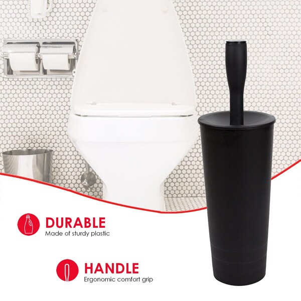 Soporte para cepillo de plástico para inodoro Home Basics, color negro - TB45047