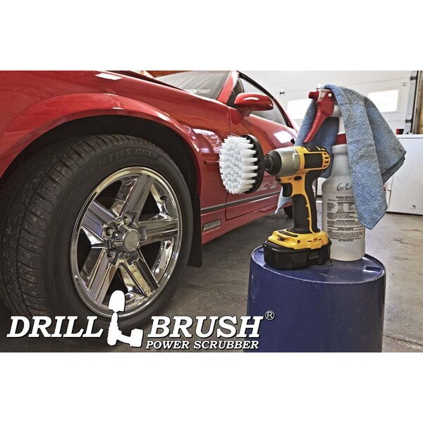 "Suministros de limpieza Drillbrush - Accesorios para barco - Cepillo para taladro - Limpiador de casco - 4IN-LIM-BLANCO-CORTO-QC"