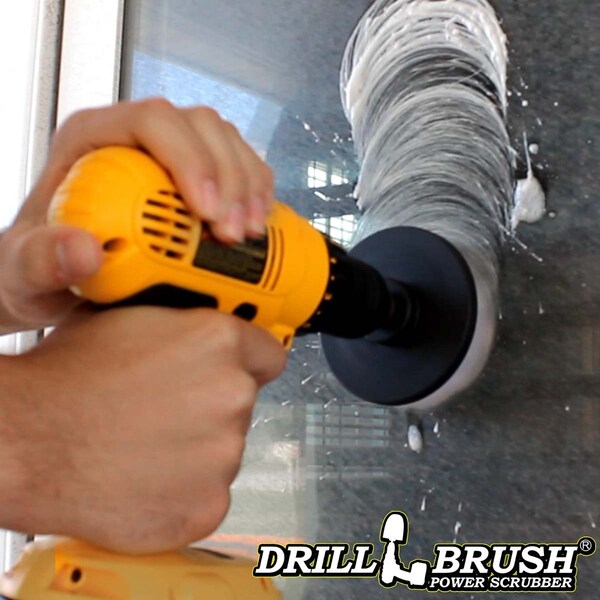 "Suministros de limpieza Drillbrush - Accesorios para barco - Cepillo para taladro - Limpiador de casco - 4IN-LIM-BLANCO-CORTO-QC"