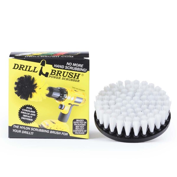 Cepillo taladro Power Scrubber de Useful Products 5 in W 5 in L, Blanco - 5IN-S-W-QC-DB