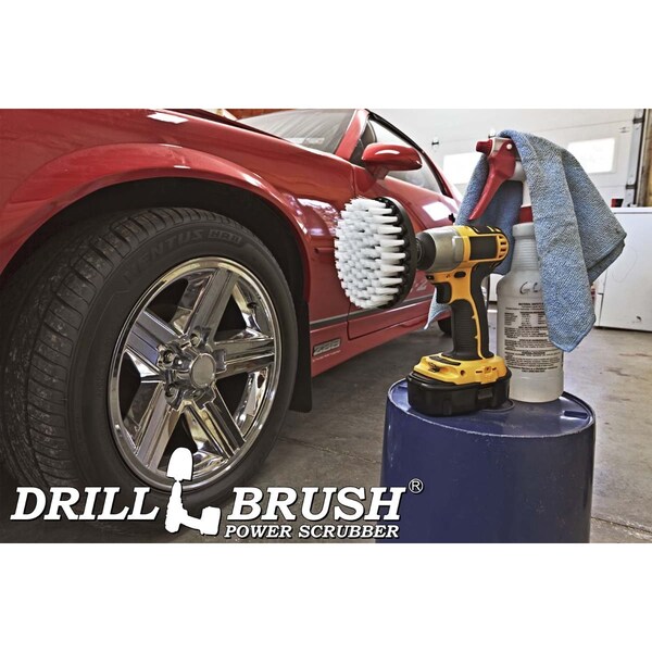 Cepillo taladro Power Scrubber de Useful Products 5 in W 5 in L, Blanco - 5IN-S-W-QC-DB