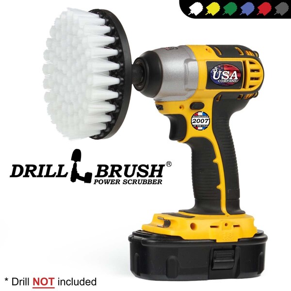 Cepillo taladro Power Scrubber de Useful Products 5 in W 5 in L, Blanco - 5IN-S-W-QC-DB