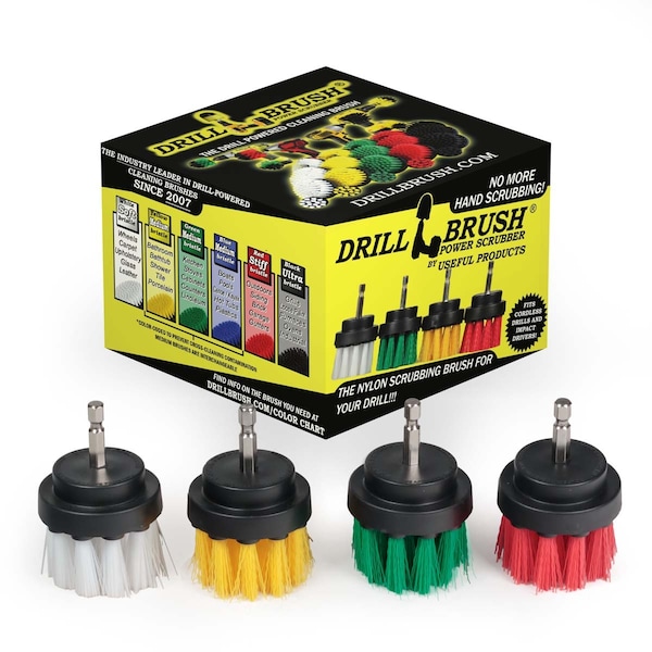 Cepillos de limpieza de pequeño diámetro Drillbrush para usar en alfombras, PK 4 - 2IN-S-GRWY-QC-DB