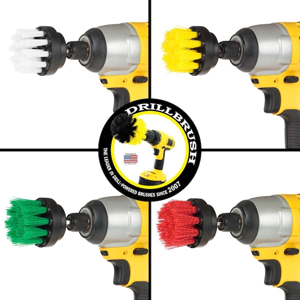 Cepillos de limpieza de pequeño diámetro Drillbrush para usar en alfombras, PK 4 - 2IN-S-GRWY-QC-DB