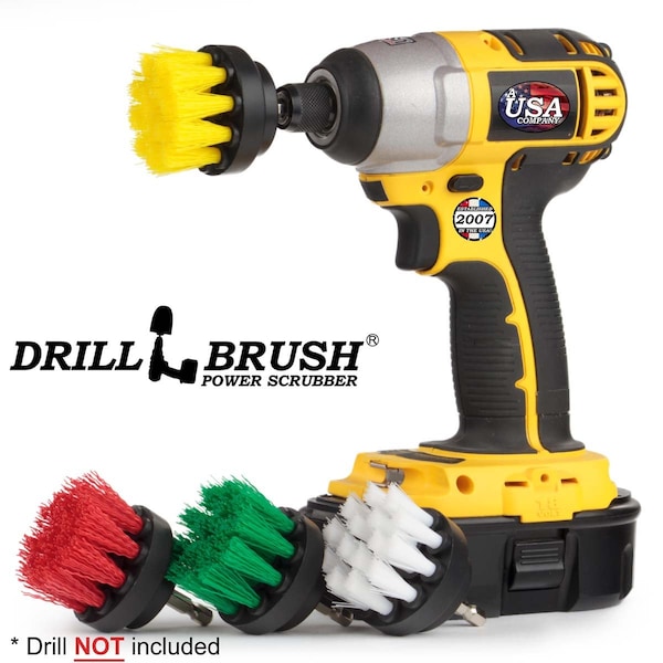 Cepillos de limpieza de pequeño diámetro Drillbrush para usar en alfombras, PK 4 - 2IN-S-GRWY-QC-DB