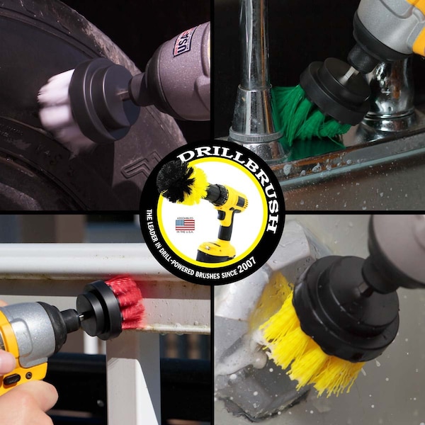 Cepillos de limpieza de pequeño diámetro Drillbrush para usar en alfombras, PK 4 - 2IN-S-GRWY-QC-DB