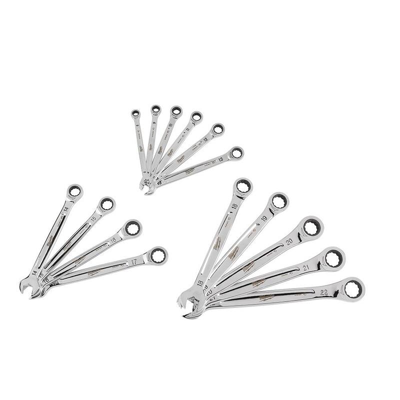Juego de herramientas mecánicas Milwaukee de llave combinada de trinquete en pulgadas y métricas (30 piezas) - 48-22-9516-48-22-9416