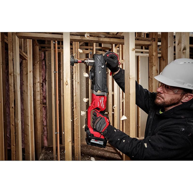 Milwaukee M18 FUEL 18-Volt Lithium-Ion Brushless Cordless GEN 2 Super Hawg Taladro Angular Derecho de 1/2 pulgadas con Batería M18 5.0 Ah - 2809-20-48-11-1850