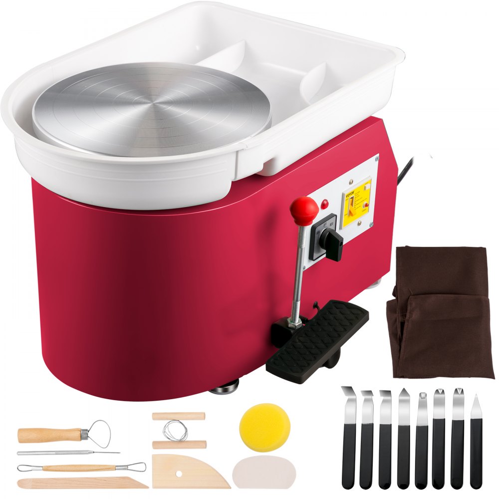 VEVOR Pottery Wheel 28cm Pottery Forming Machine 350W Electric Pottery Wheel with Adjustable Feet Lever Pedal DIY Clay Tool with Tray for Ceramic Work Clay Art DIY Clay Pink, 18 Piece - XTXTYLPJF28CM94JXV1