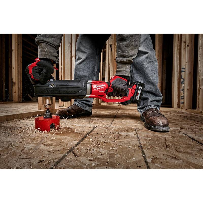 Milwaukee M18 FUEL 18-Volt Lithium-Ion Brushless Cordless GEN 2 Super Hawg Taladro Angular Derecho de 1/2 pulgadas con Batería M18 5.0 Ah - 2809-20-48-11-1850