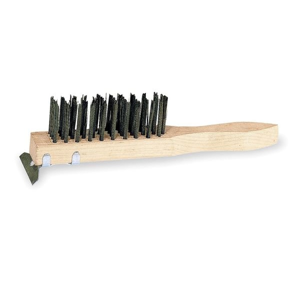 Cepillo Raspador Tough Guy con Raspador, Mango de 11 1/2 pulgadas de largo, Cerdas de 5 1/4 pulgadas de largo, Negro, Madera, 11 3/8 pulgadas de largo en total - 1VAG8