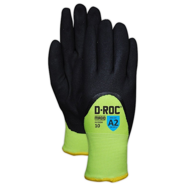 Guantes recubiertos Magid, color amarillo de alta visibilidad, talla 8 - HV200W-8