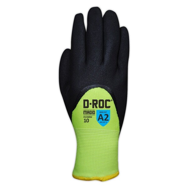 Guantes recubiertos Magid, color amarillo de alta visibilidad, talla 8 - HV200W-8