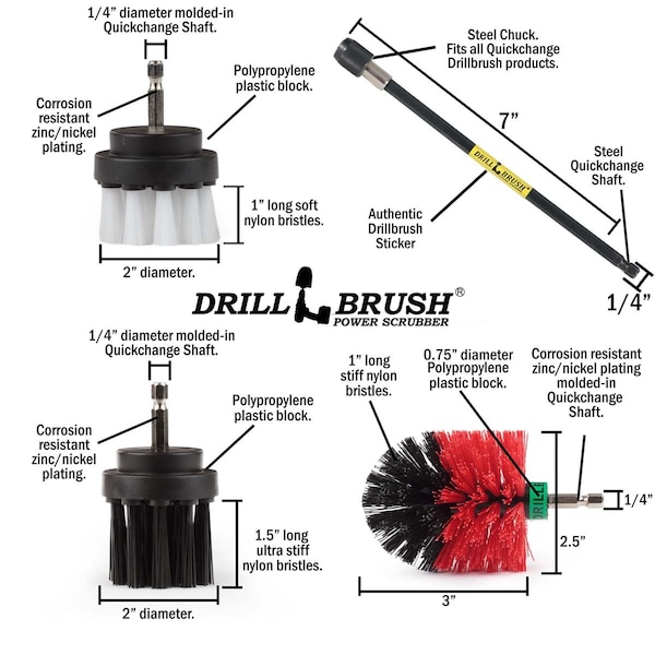Cepillo para taladro Power Scrubber de Useful Products 7 pulgadas de ancho 5 pulgadas de largo, variedad - SW2YOG4R5M-L2K-7X-QC-DB