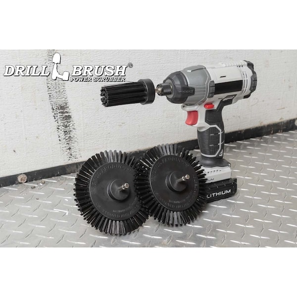 Cepillo de perforación Power Scrubber de Useful Products 5 pulgadas de ancho 5 pulgadas de largo, Negro - K-EES-1L-QC-DB