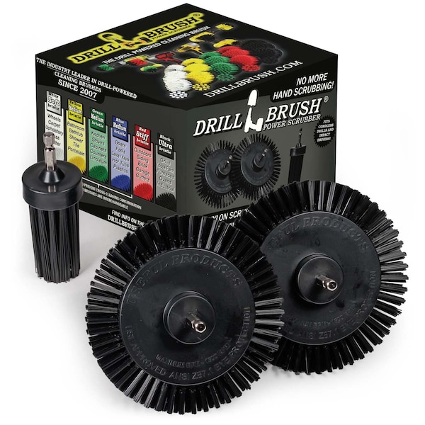 Cepillo de perforación Power Scrubber de Useful Products 5 pulgadas de ancho 5 pulgadas de largo, Negro - K-EES-1L-QC-DB