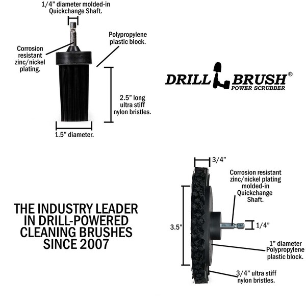Cepillo de perforación Power Scrubber de Useful Products 5 pulgadas de ancho 5 pulgadas de largo, Negro - K-EES-1L-QC-DB