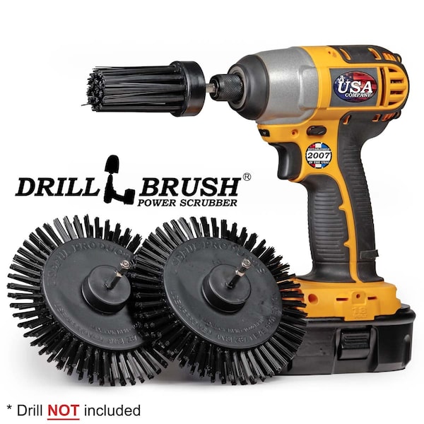 Cepillo de perforación Power Scrubber de Useful Products 5 pulgadas de ancho 5 pulgadas de largo, Negro - K-EES-1L-QC-DB