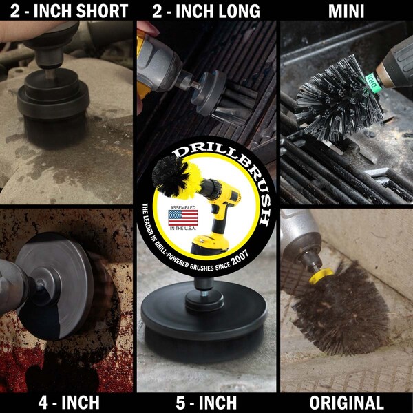 Cepillo Eléctrico para Taladro Power Scrubber de Useful Products 5 in de ancho 7 in de largo, Negro - K-542OMS-2L-QC-DB