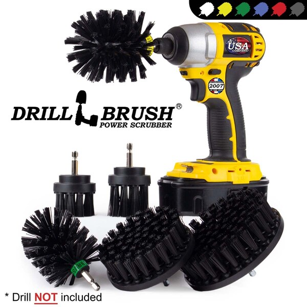 Cepillo Eléctrico para Taladro Power Scrubber de Useful Products 5 in de ancho 7 in de largo, Negro - K-542OMS-2L-QC-DB