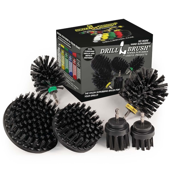 Cepillo Eléctrico para Taladro Power Scrubber de Useful Products 5 in de ancho 7 in de largo, Negro - K-542OMS-2L-QC-DB