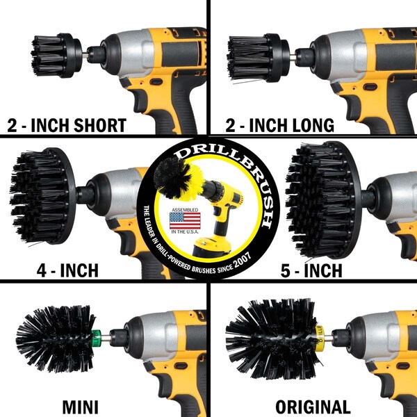 Cepillo Eléctrico para Taladro Power Scrubber de Useful Products 5 in de ancho 7 in de largo, Negro - K-542OMS-2L-QC-DB