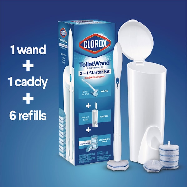 Kit de limpieza desechable para inodoro Clorox Toilet Wand: mango, caddy y recargas - 03191