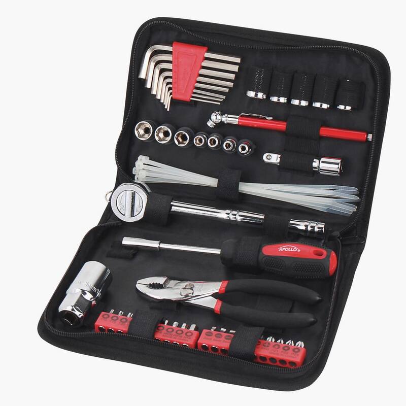 Set de herramientas para auto Apollo en estuche con cierre (56 piezas) - DT9774